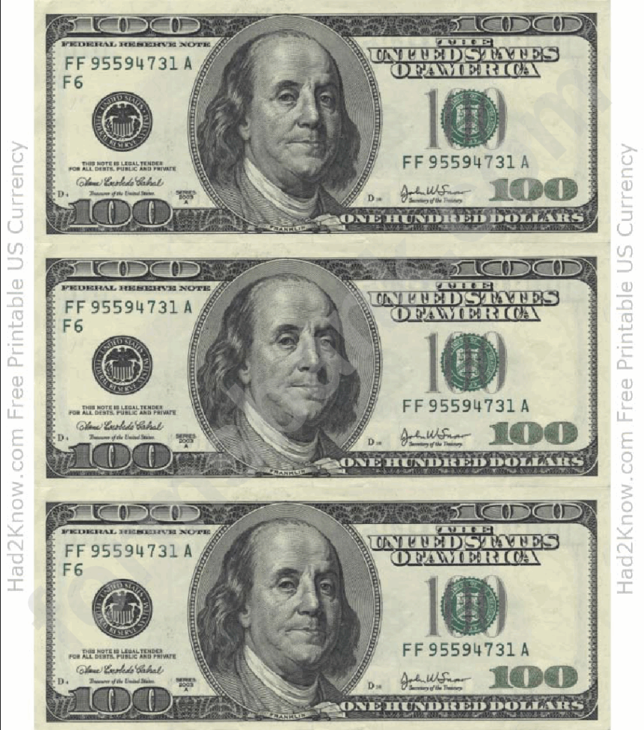 100 Dollar Bill Printable Pdf Wkcn