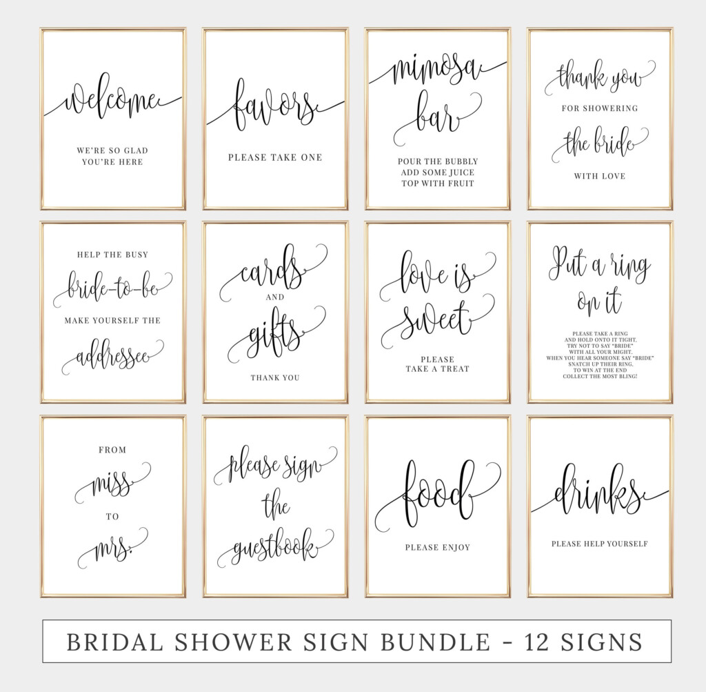 12 Bridal Shower Signs Bundle Printable Signage Pack Etsy
