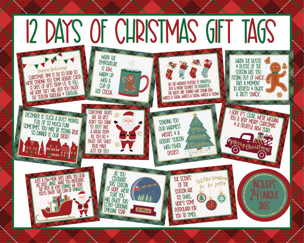 12 Days Of Christmas Gift Tags Printable 12 Days Of Christmas Gifts Secret Santa Gift Neighbor