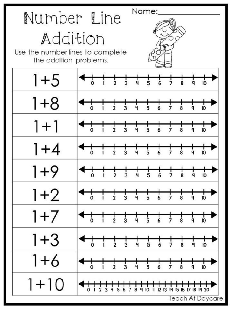 15 Printable Number Line Adding Worksheets Numbers 1 10 Preschool 1st Grade Math Etsy