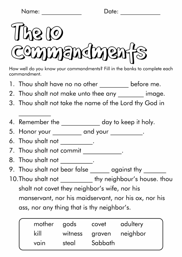 17 10 Commandments Blank Worksheet Worksheeto Bible Crafts Sunday School Sunday School