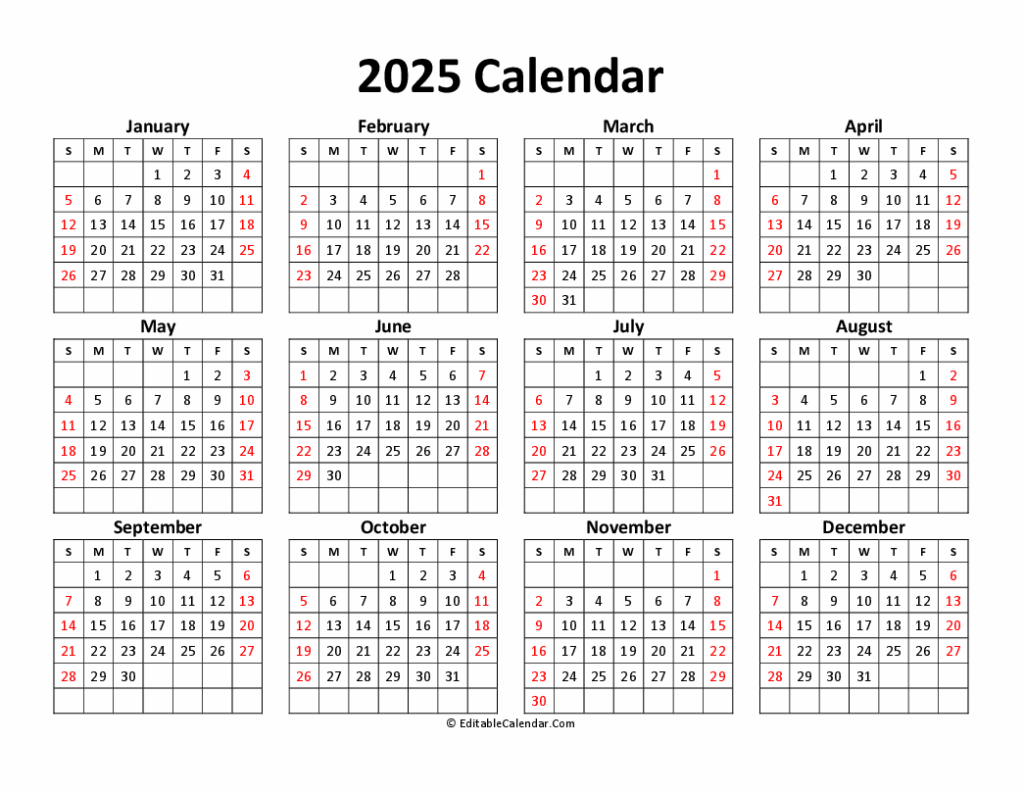 2025 Calendar Editable Excel Sheets Prudi Carlotta