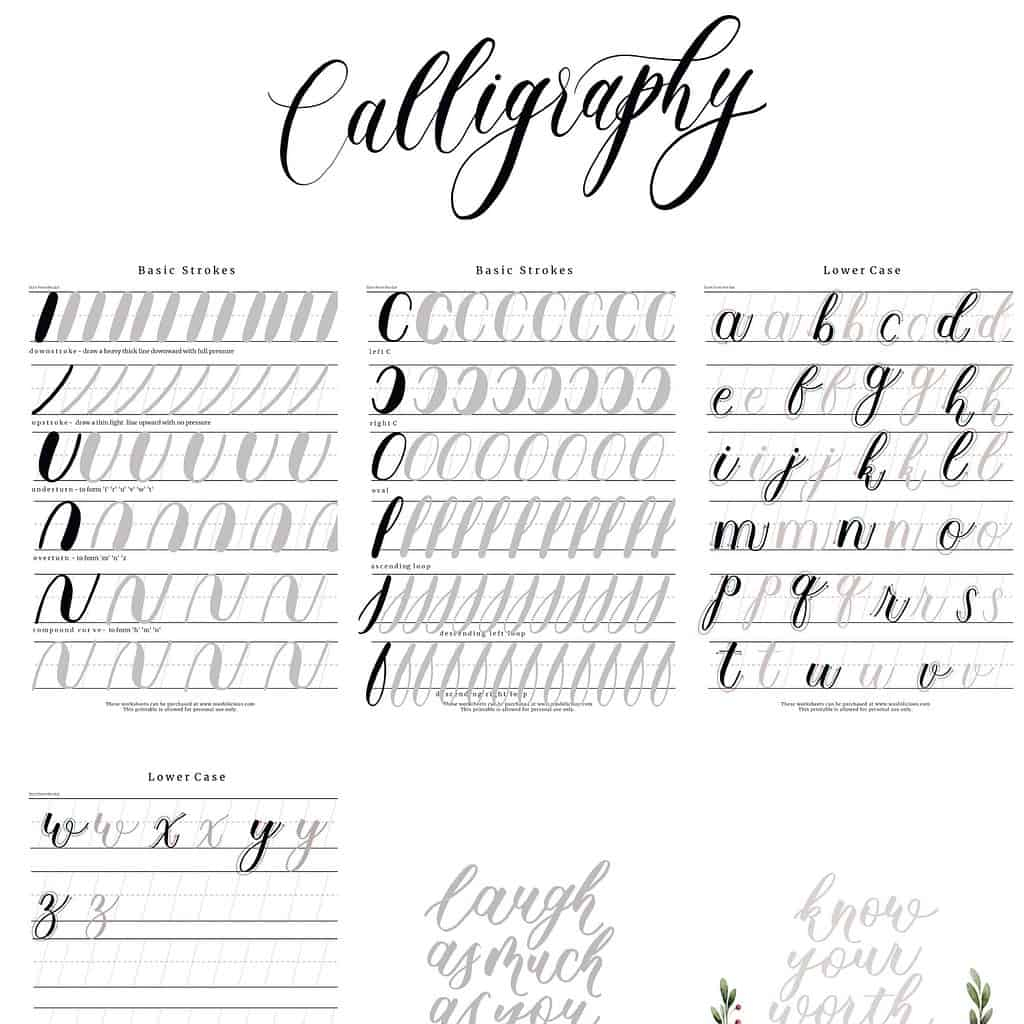 31 Free Printable Lettering And Calligraphy Worksheets Masha Plans Eduaspirant
