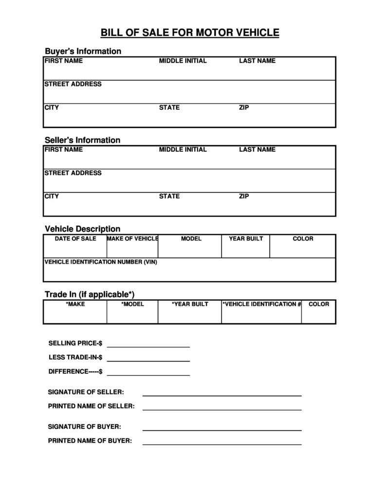 45 Fee Printable Bill Of Sale Templates Car Boat Gun Vehicle TemplateLab
