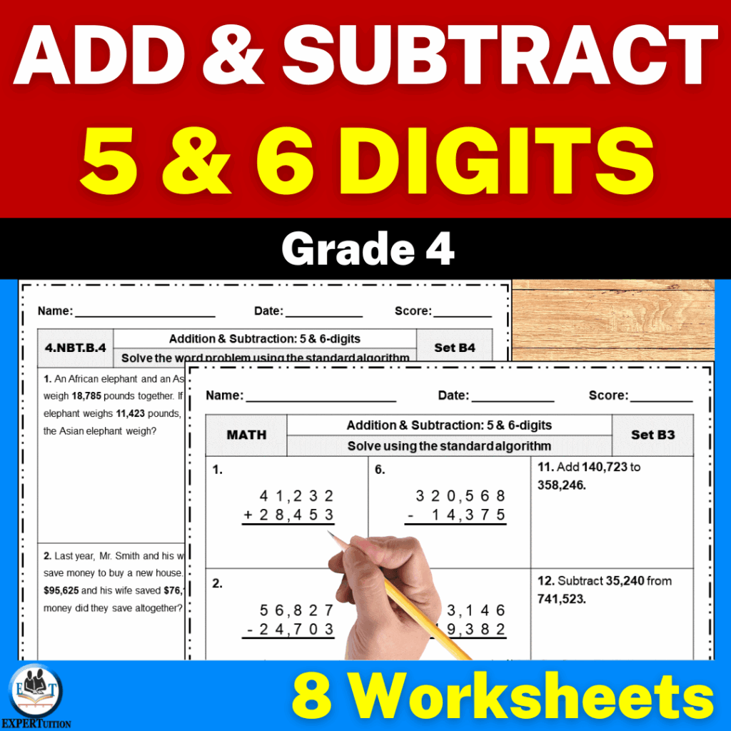 5 Digit 6 Digit Addition Subtraction With Without Regrouping Worksheets ExperTuition