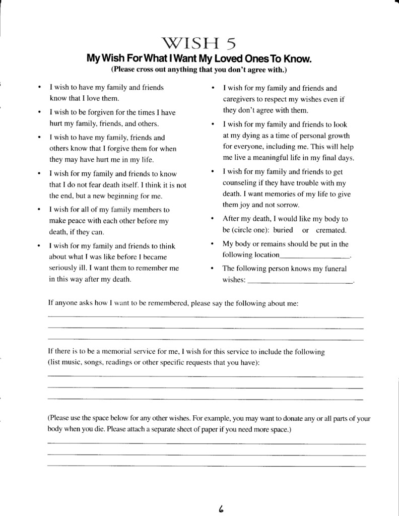 5 Wishes Form Printable Printable Forms Free Online
