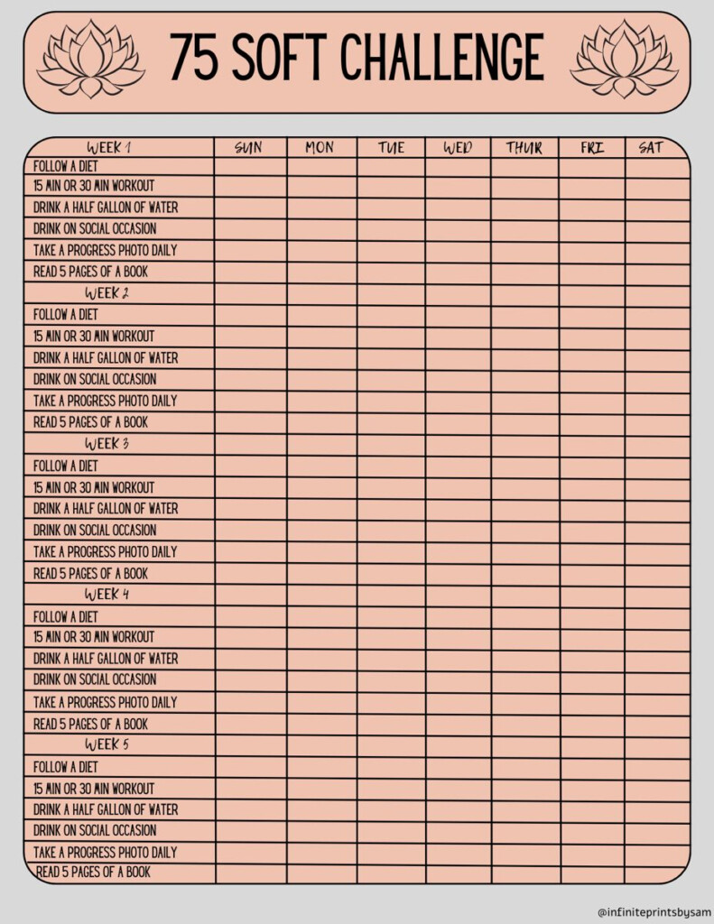 75 Soft Challenge Tracker For 11 Weeks Etsy Conseils De Motivation Sant Et Fitness