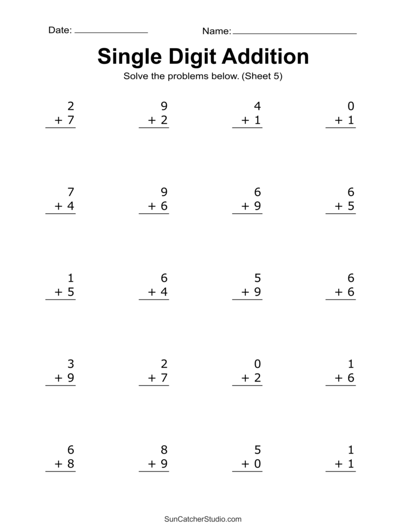 Addition Worksheets Free Printable Easy Math Problems DIY Projects Patterns Monograms