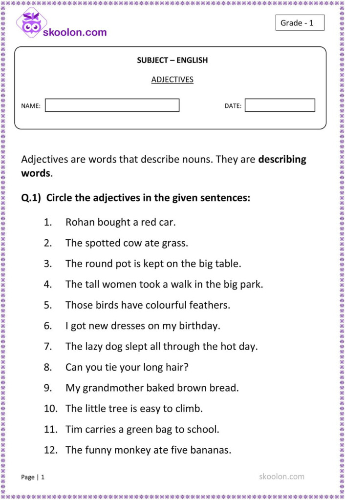 Adjectives 1 Skoolon