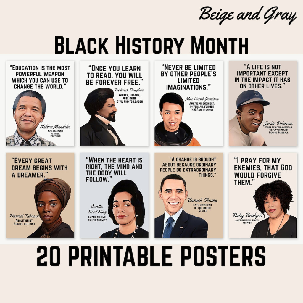 African American Heroes Black History Month Printable Posters Elementary Classroom Decor