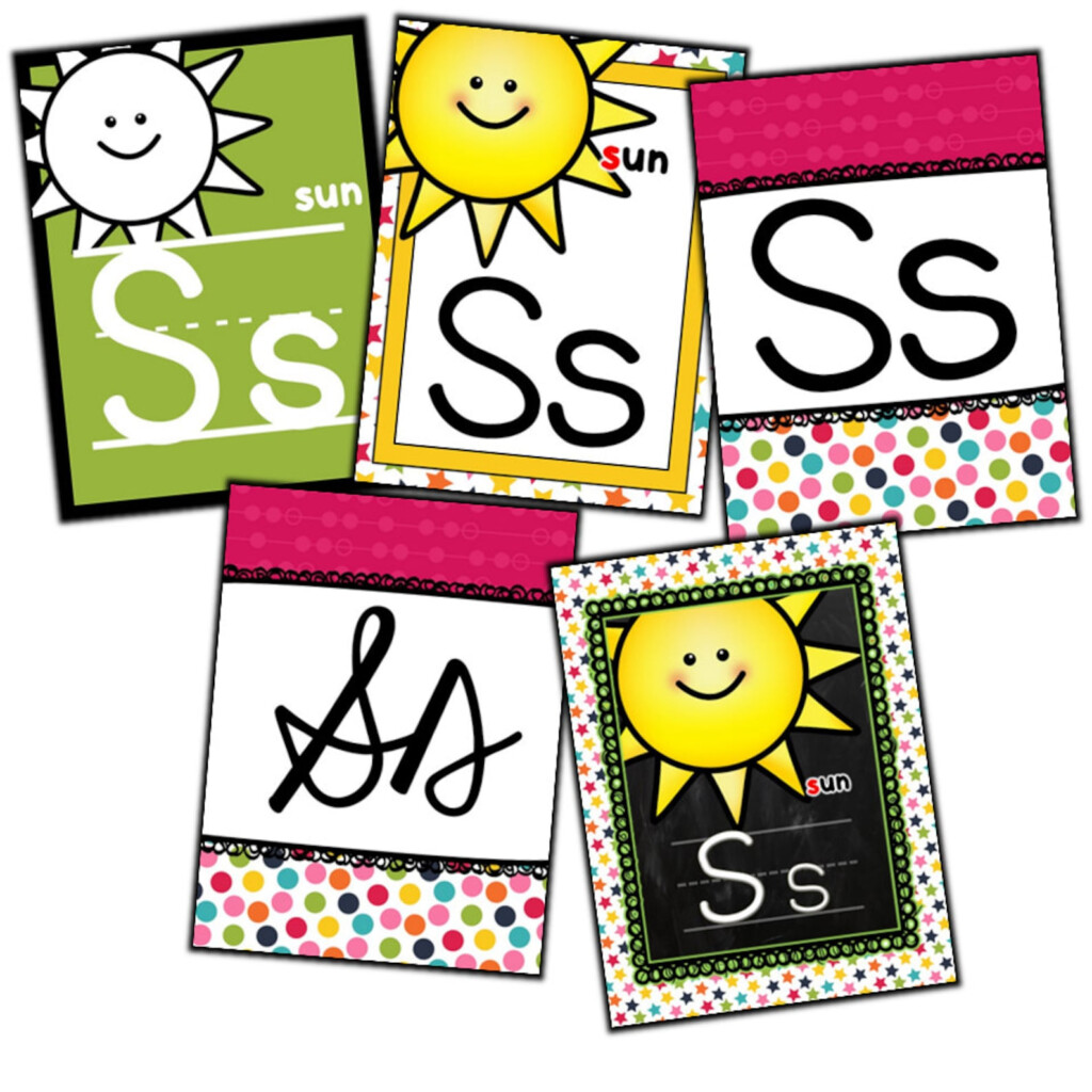Alphabet Posters With Pictures For The Classroom Confetti Rainbow Classroom Decor Printable