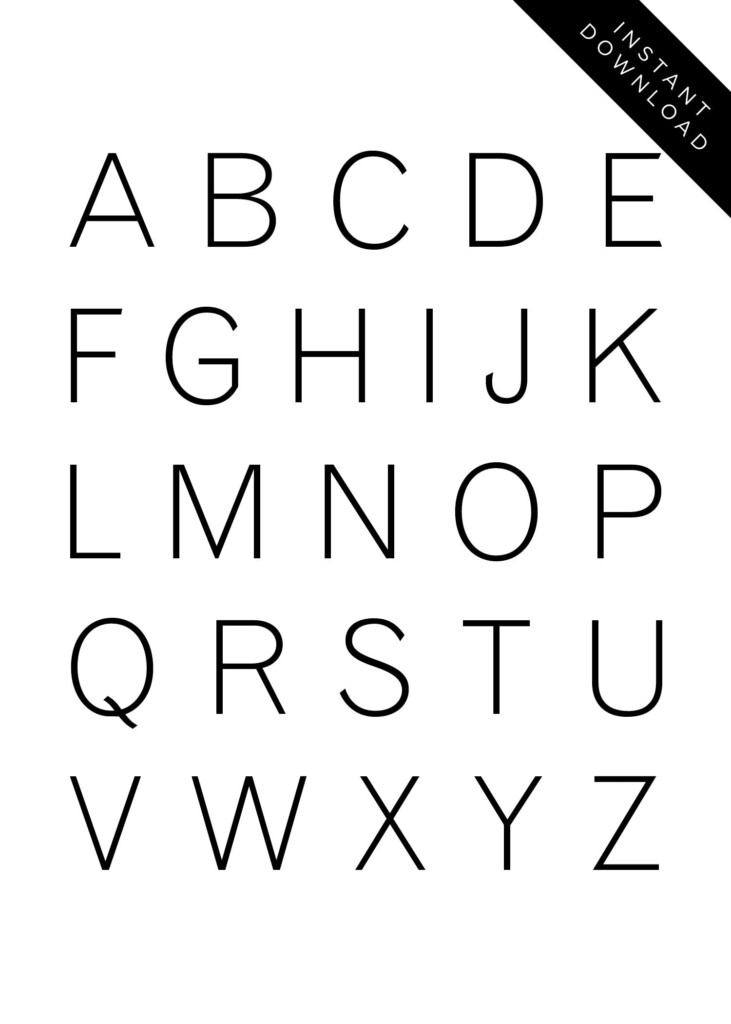 Alphabet Printable Black And White Simple Typographic Etsy