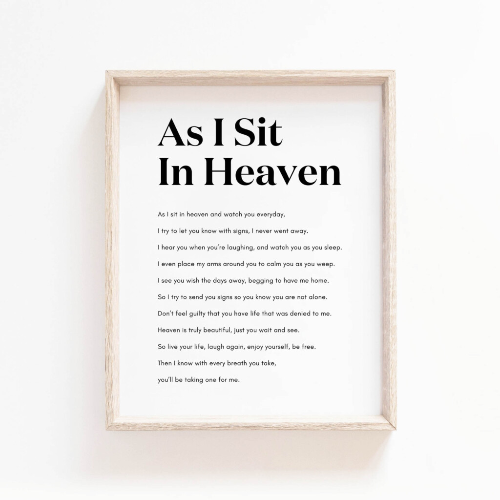 As I Sit In Heaven Printable