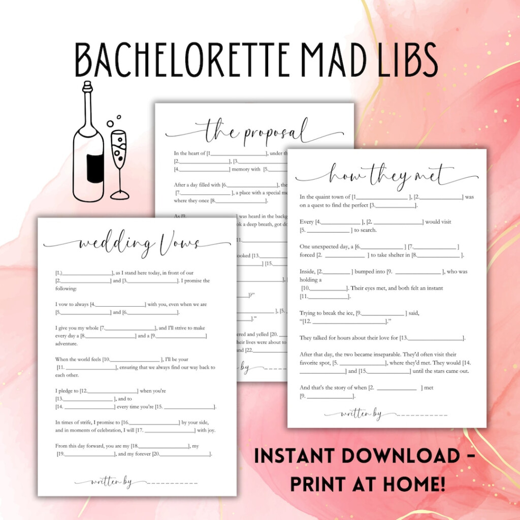 Bachelorette Mad Libs Bachelorette Mad Lib Bachelorette Game Including Groom Bachelorette Party