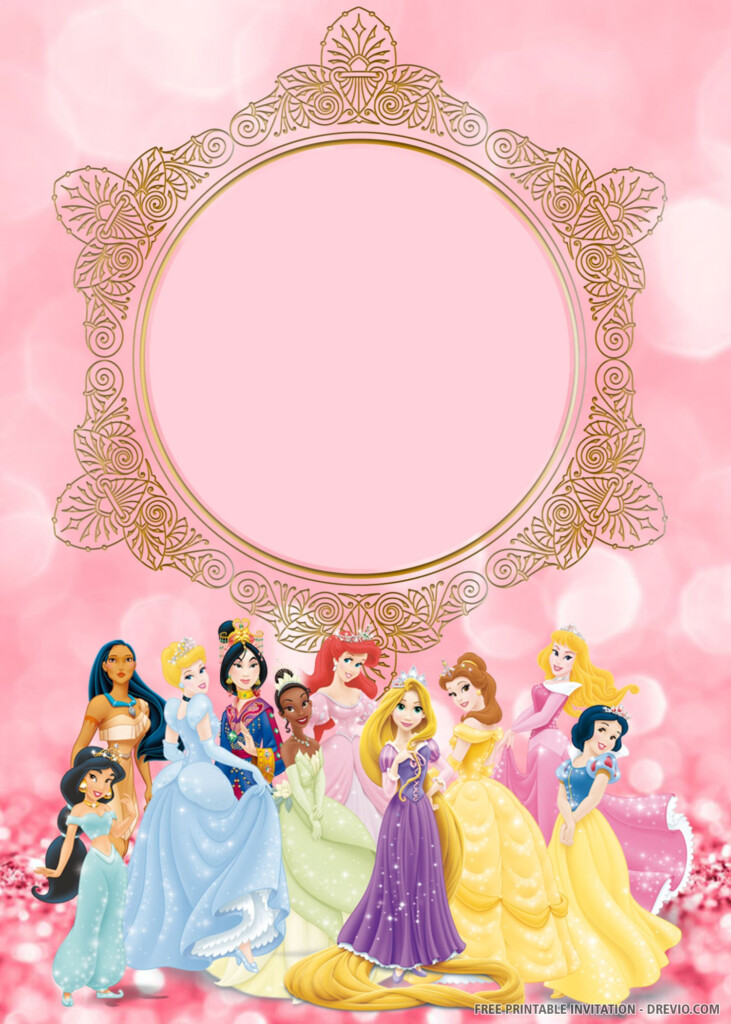 Background Disney Princess Invitation Template