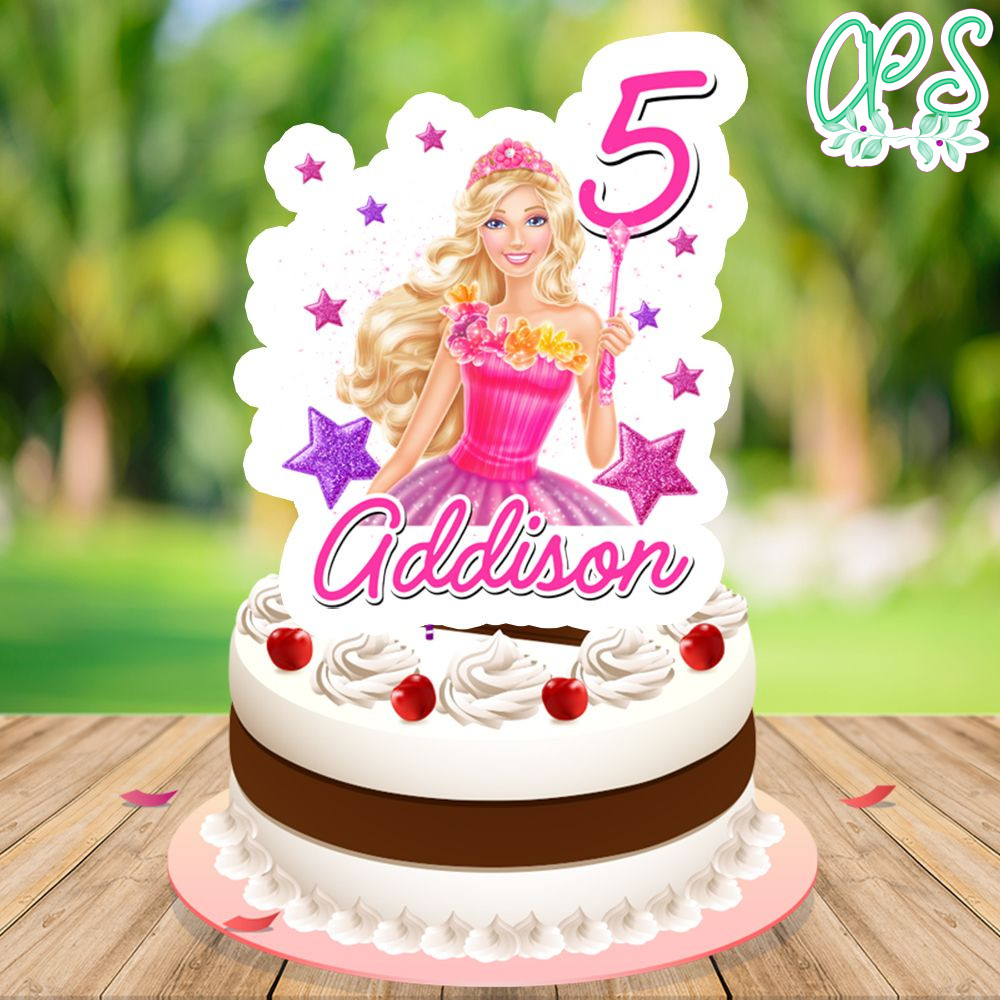 Barbie Birthday Cake Topper Digital File Printable DIY Partyinvitedesign