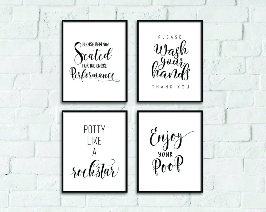 Bathroom Wall Decor Printable Art Bathroom Prints Set Of 4 Etsy