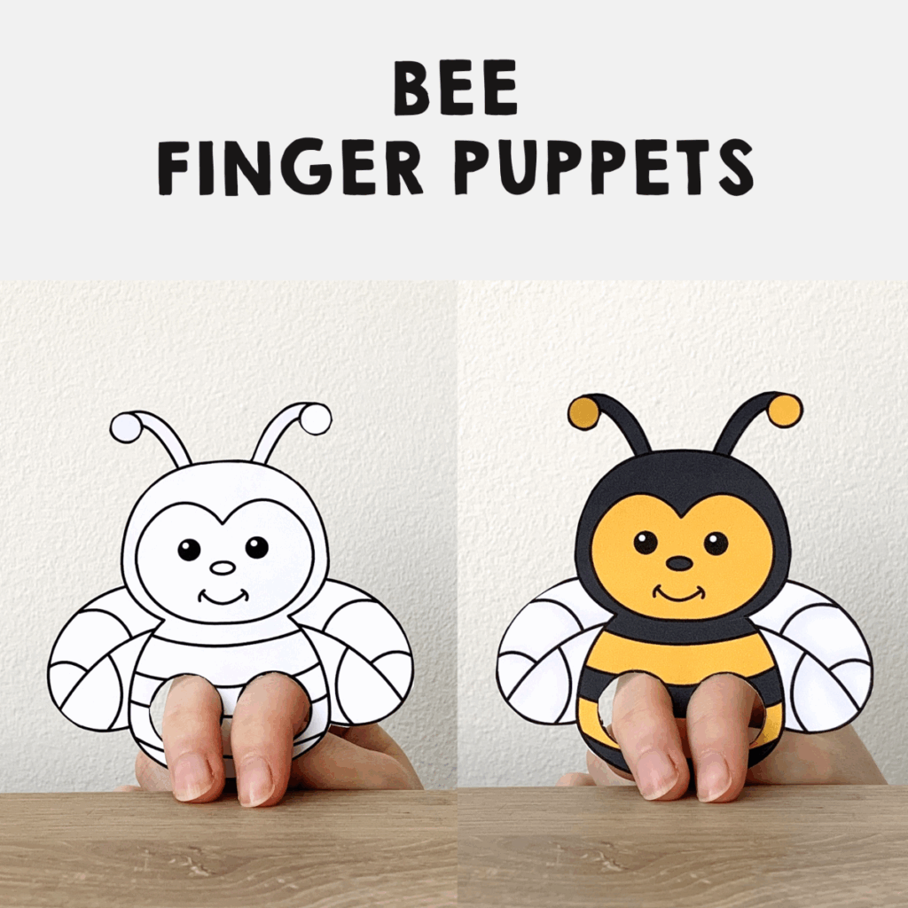 Bee Finger Puppet Printable Insect Animal Coloring Paper Craft Activity Play Made By Teachers