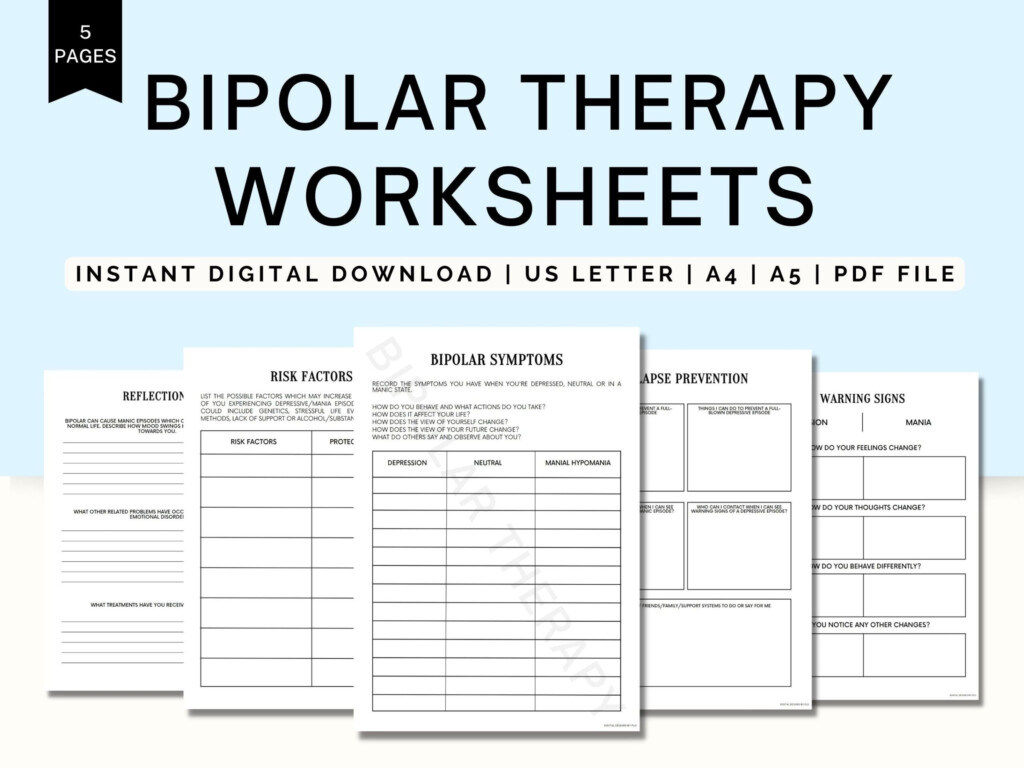 Bipolar Therapy Worksheets Bipolar Journal Printable Bipolar Disorder 