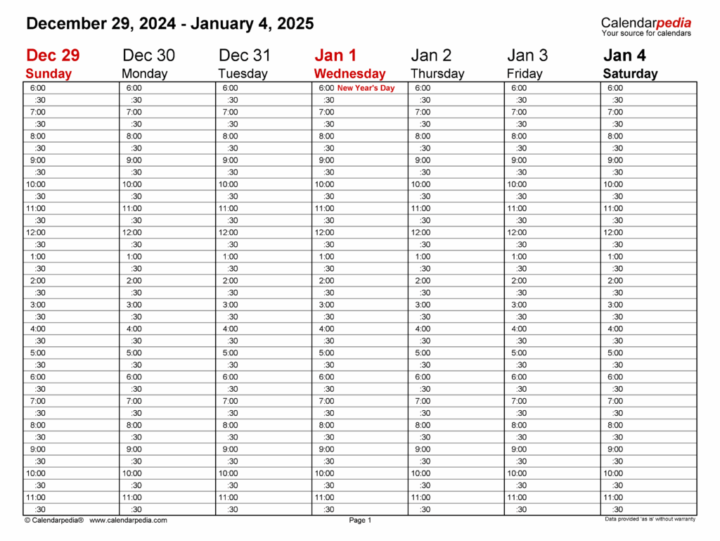 Blank Calendar 2025 Printable Weekly Time Alison Constantia