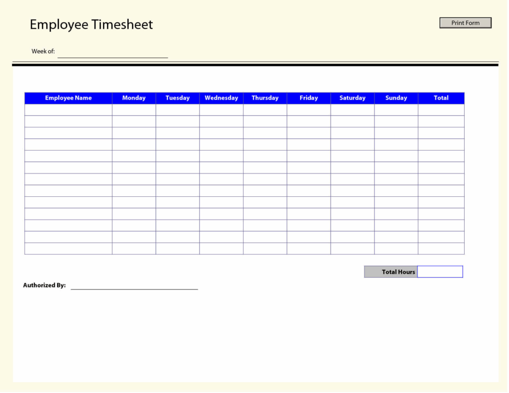 Blank Employee Timesheet Template Templates Printable Free With Weekly Time Card Template Free