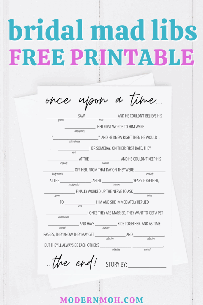 Bridal Shower Mad Libs Free Printable Free Bridal Shower Games Bridal Shower Games Funny