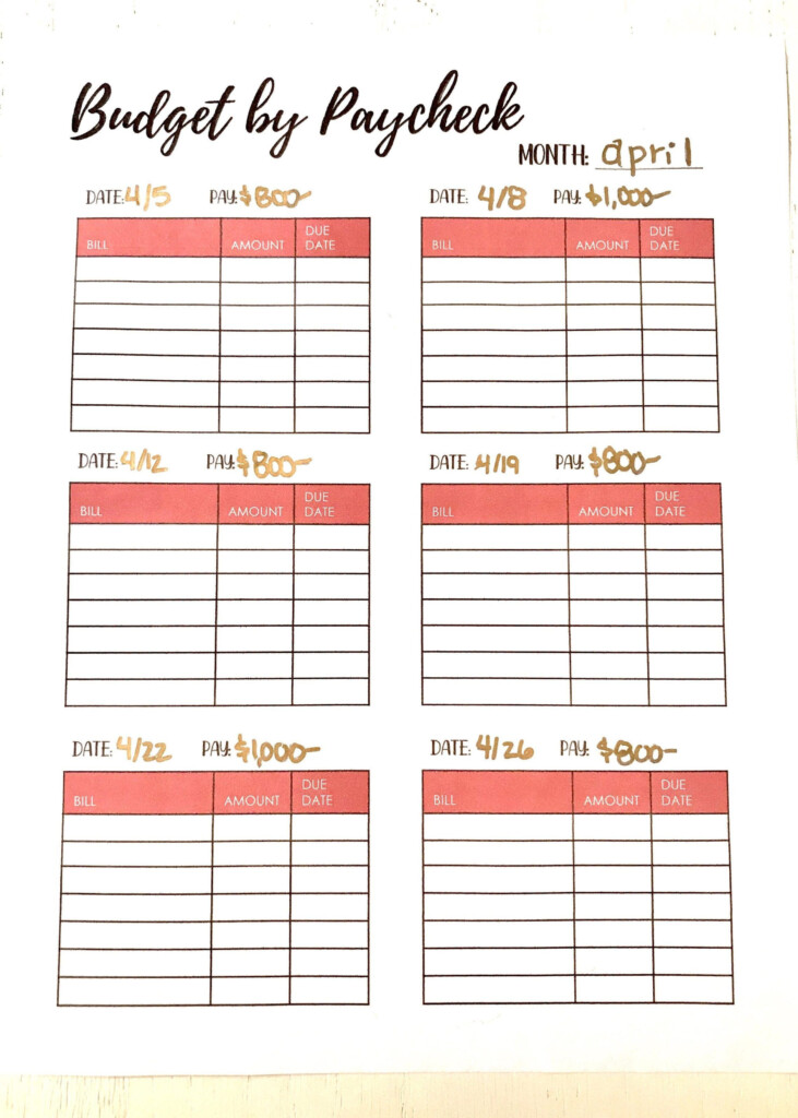 Budget By Paycheck Method Budgeting Worksheets Budget Planner Template Weekly Budget Planner