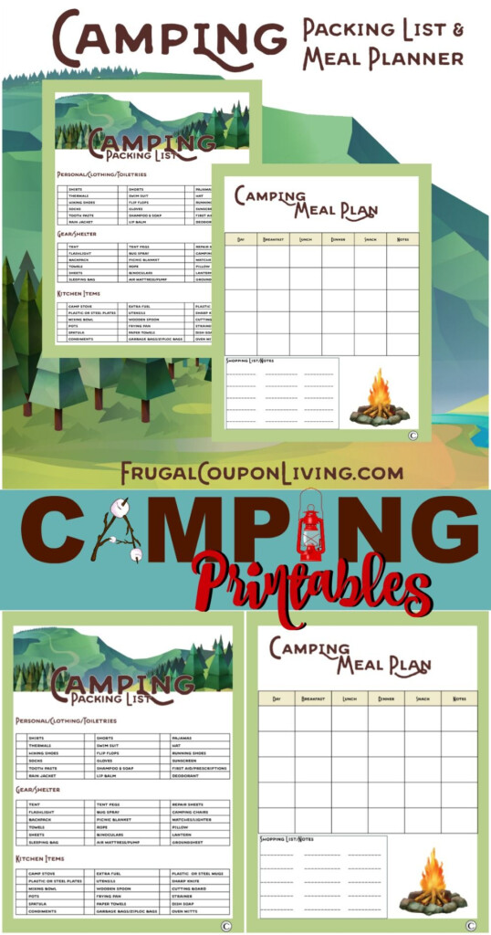 Camping Printables Packing List And Meal Planner Camping Meal Planner Camping Printables
