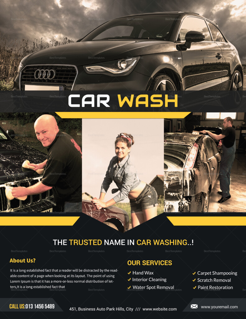 Car Wash Agency Flyer Design Template In Word PSD Publisher