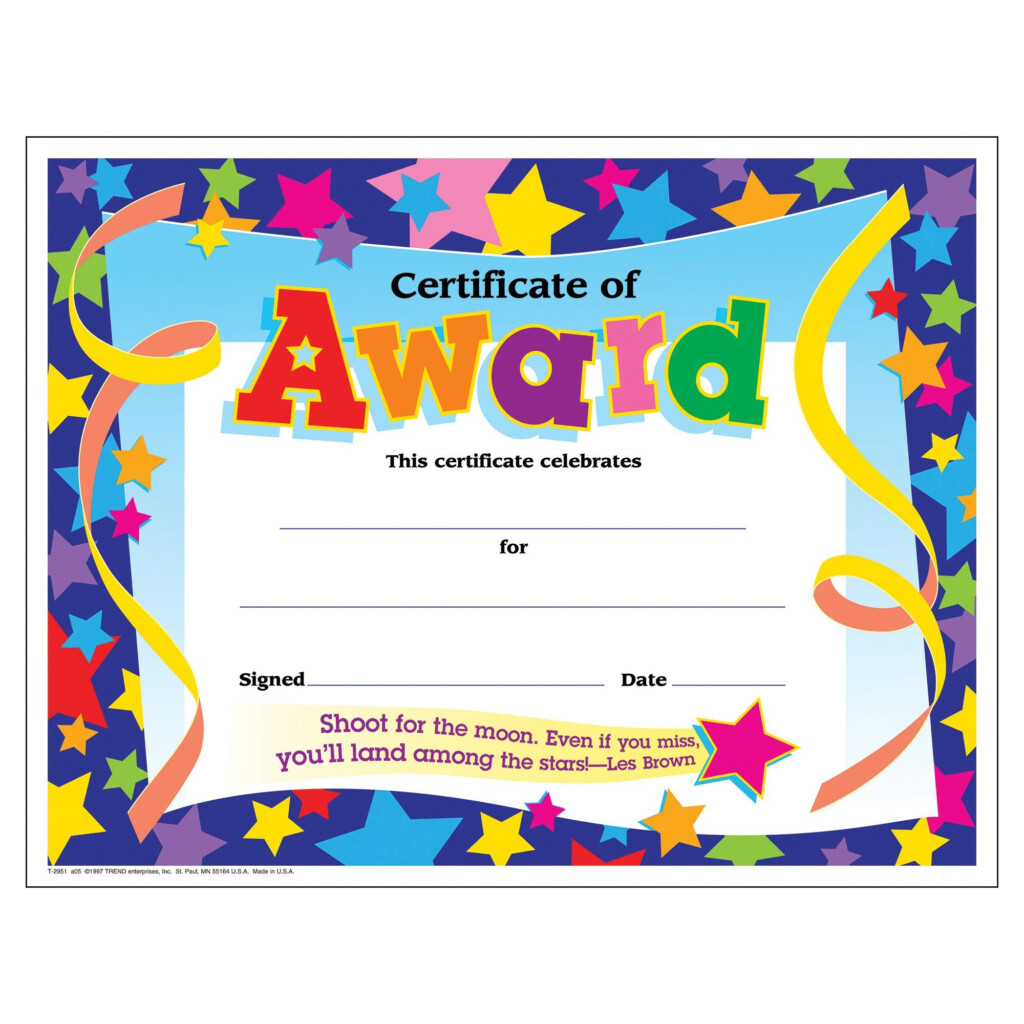 Certificate Of Award Stars 30 Pk 8 1 2 X 11 Kids Awards Certificates Award Certificates