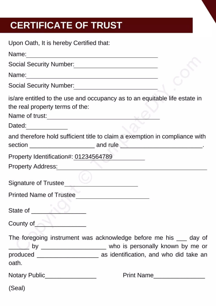 Certificate Of Trust Template Fill Online Printable Fillable Blank Porn Sex Picture