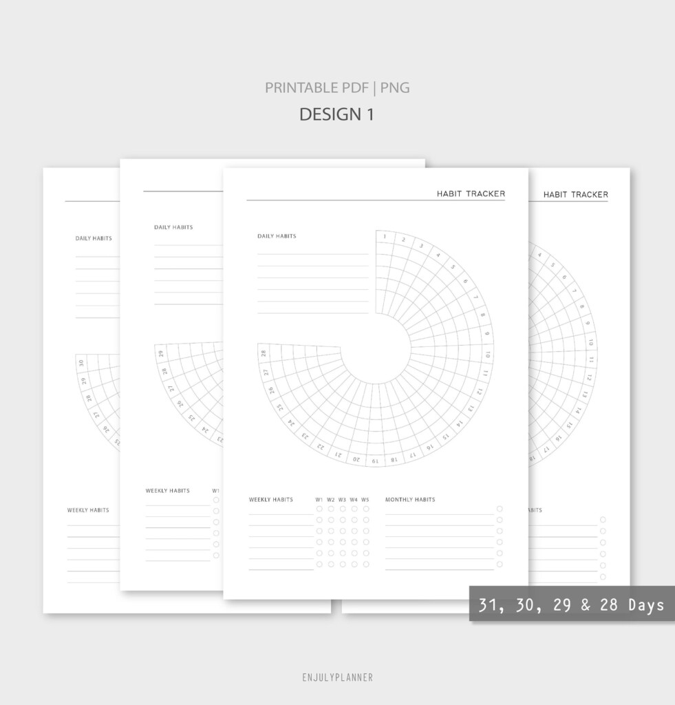 Circle Habit Tracker Printable Monthly Habit Track Habit Challenge Motivation Planner PNG