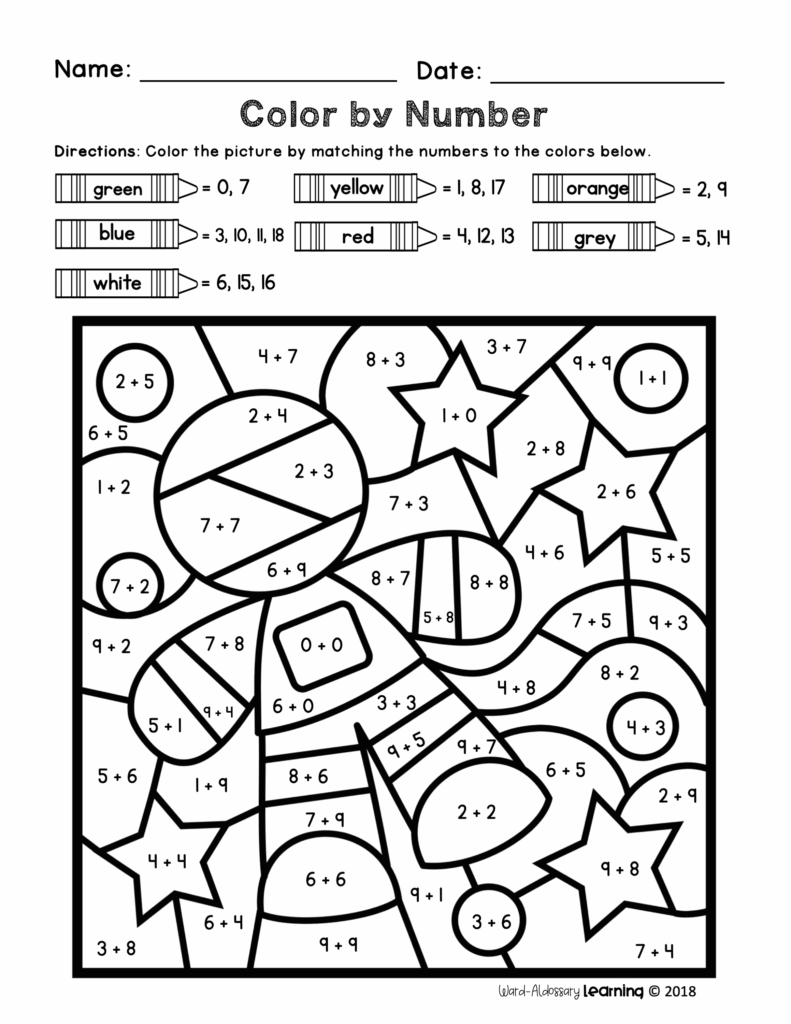Color By Number Worksheets Subtraction