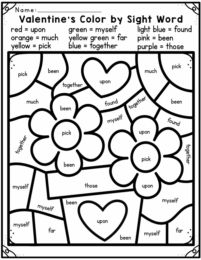 Color By Words Free Printables