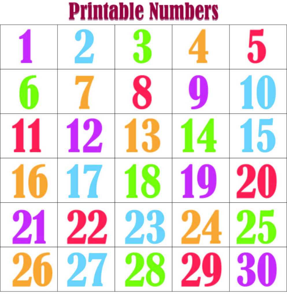 Colorful Numbers 1 20 Printable