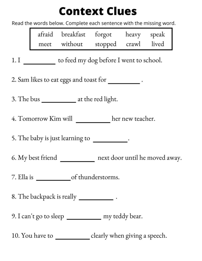 Context Clues 2nd Grade