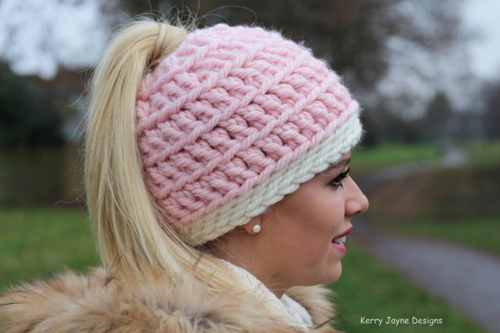 CROCHET PATTERN Love It Pony Tail Beanie Crochet Etsy