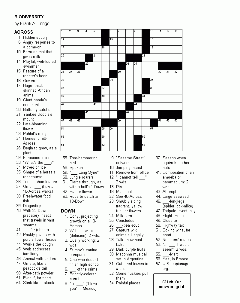 Crosswords Printable Medium