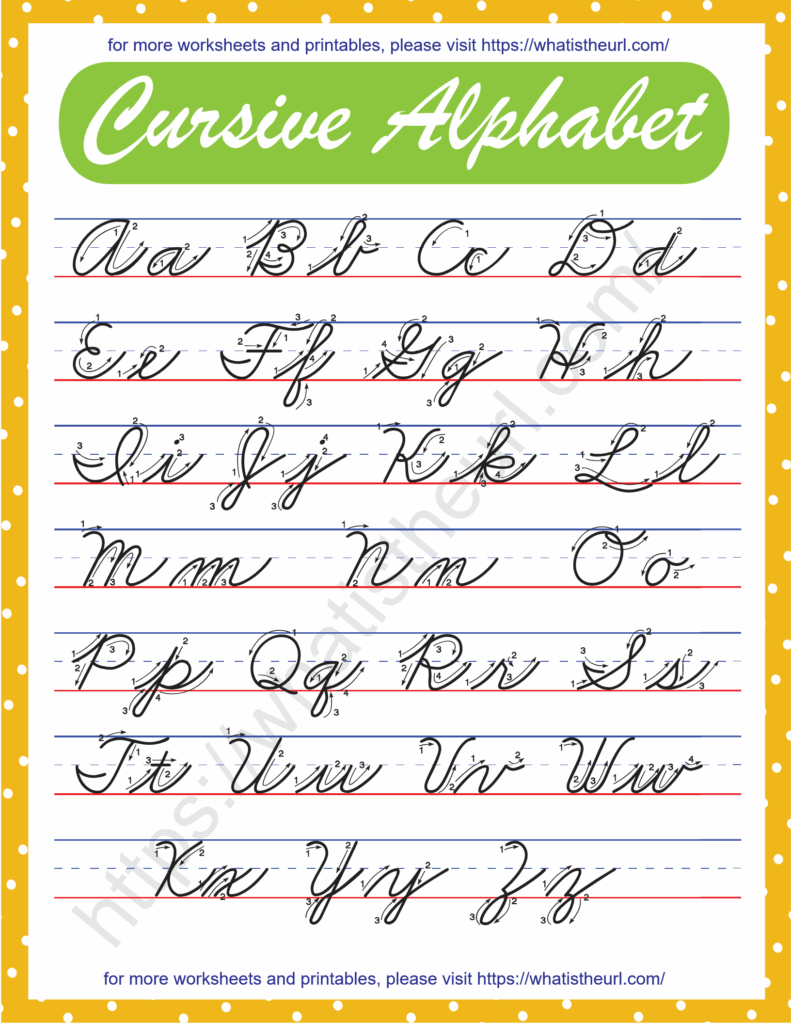 Cursive Alphabet Chart High Quality Printable PDF