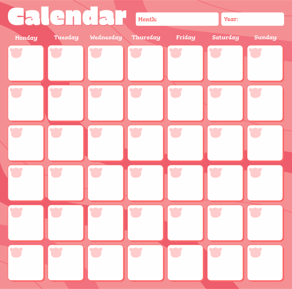 Cute Printable Monthly Calendar