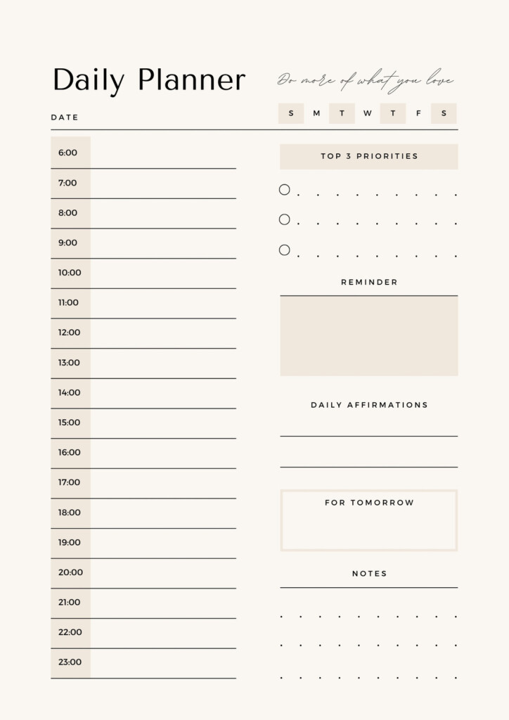 Daily Planner Printable Blank