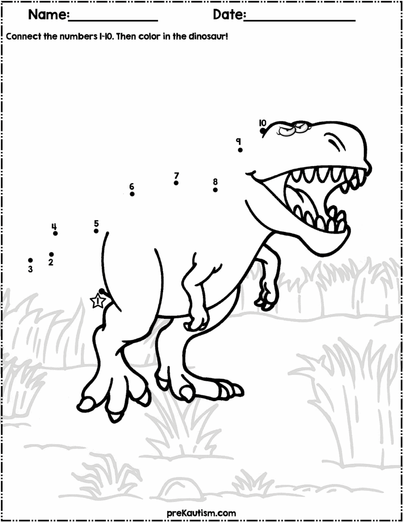 Dinosaur Dot To Dot 1 10 Dinosaur Activities Dinosaurs Preschool Dinosaur