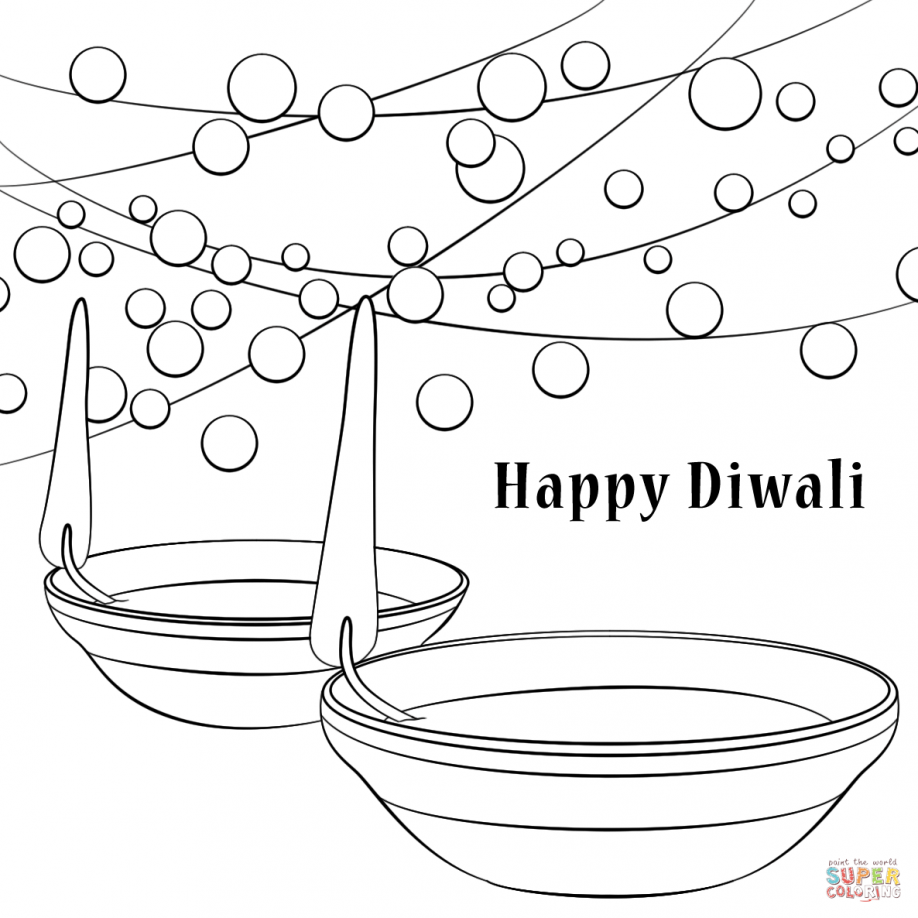 Diwali Lamp Coloring Pages Happy Diwali Coloring Pages Kids Coloring Home