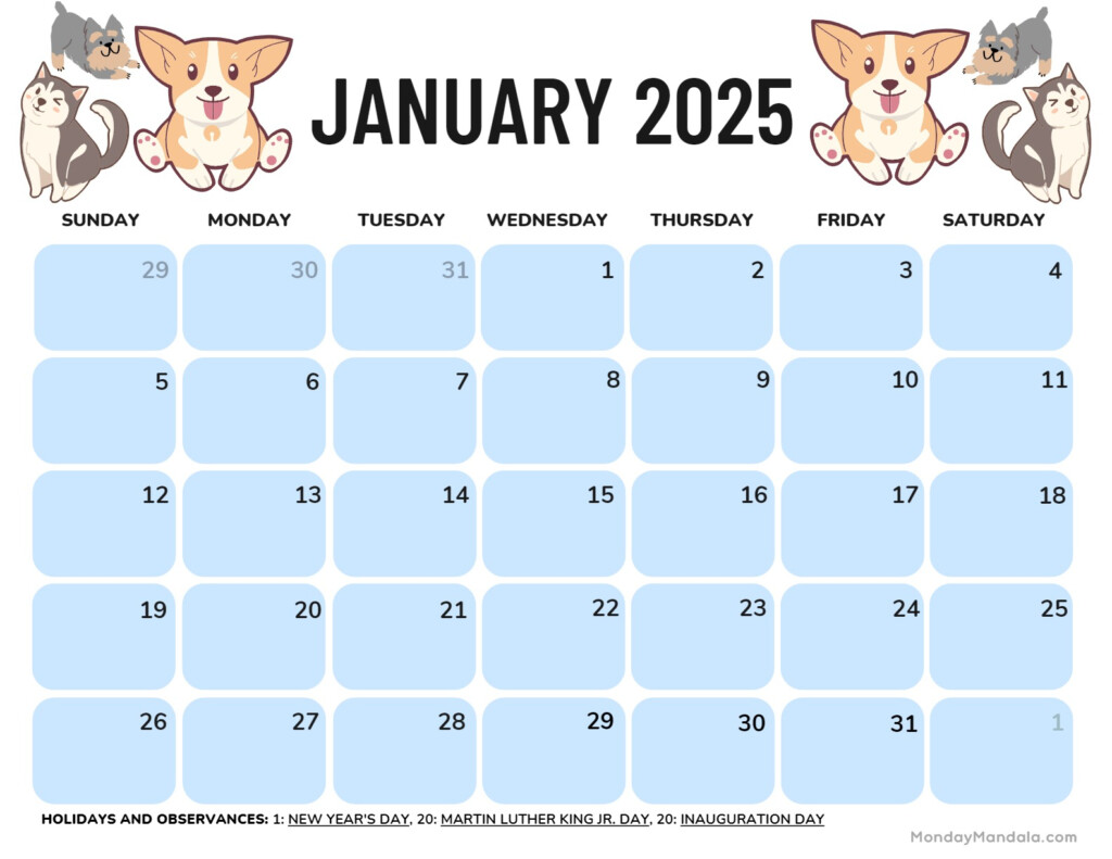 Dog 2025 Calendar Printable Free Ami Jackelyn
