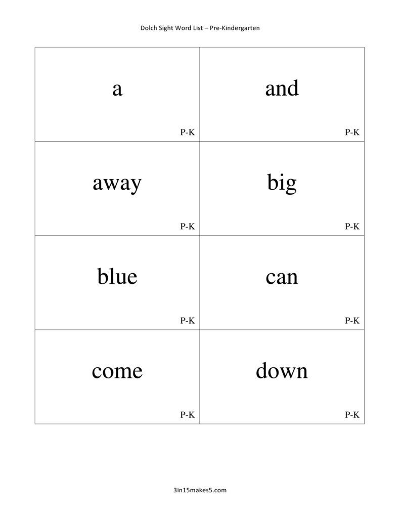 Dolch Sight Words Flashcards Nouns 3 In 15 Makes 5