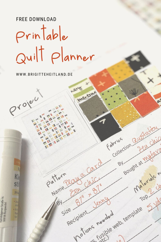 Download A Free Printable Quilt Project Planner Sewing Planner Printable Project Planner
