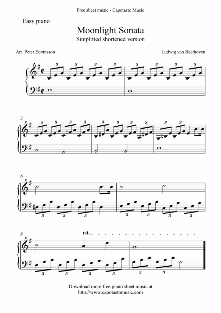 Easy Piano Sheet Music For Beginners Free Printables