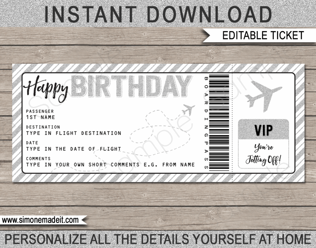 Editable Free Printable Airline Ticket Template For Gift NewFreePrintable