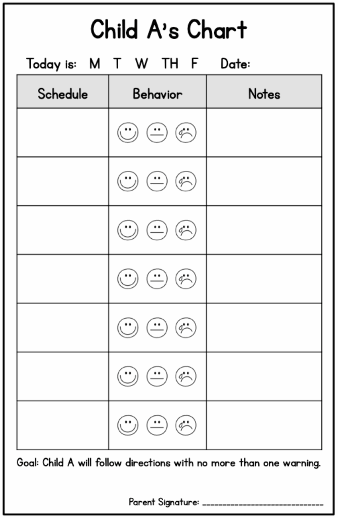 Editable Student Individual Behavior Chart Individual Behavior Chart Student Behavior Chart