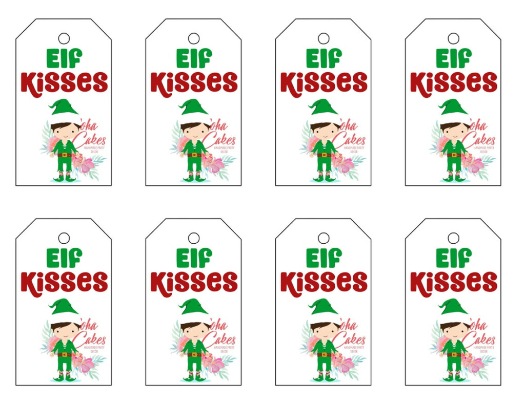 Elf Kisses Printable Gift Tag Digital Instant Download Elf On Etsy